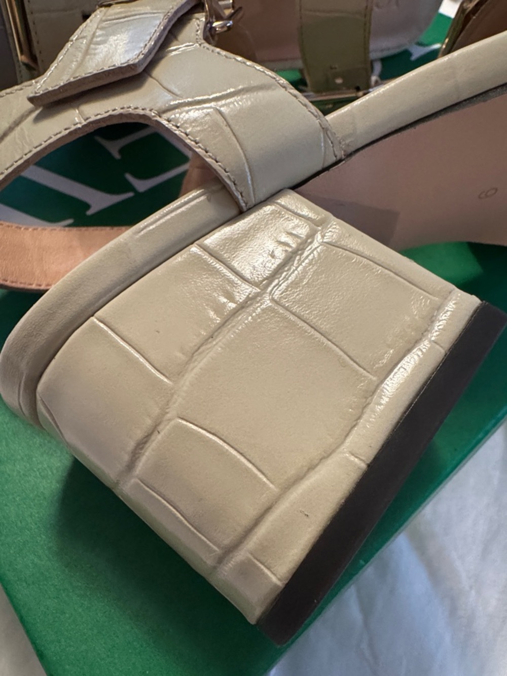 J.Crew Dylan buckle block-heel sandals in croc-embossed Italian leather CC030 - Picture 11 of 12